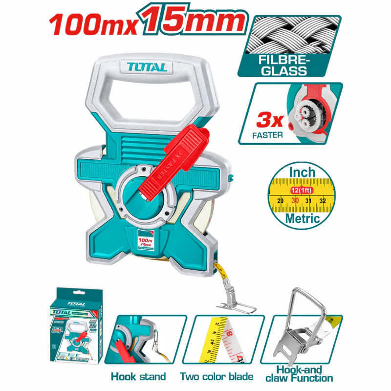 DECAMETRO 100MTS INDUSTRIAL FIBRA DE VIDRIO TOTAL (TMTF181006)