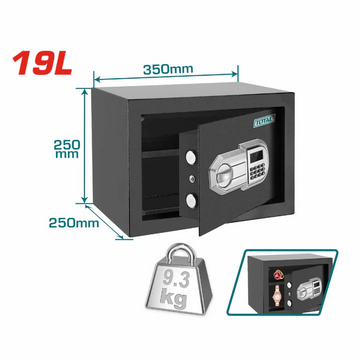 CAJA FUERTE DE SEGURIDAD CON CLAVE INTERCAMBIABLE (25X35X25) SUPER TOTAL (TESF2501)