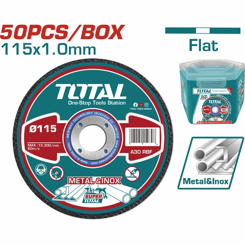 DISCO CORTE METAL/ACERO INOXIDABLE 4-1/2" SUPER TOTAL (50PZS) (TAC20111550)