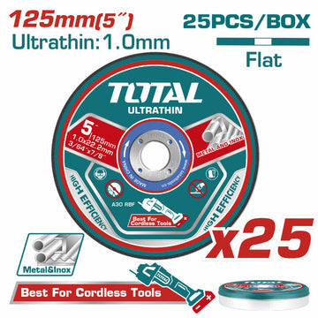 DISCO CORTE METAL/ACERO INOXIDABLE 5" JUEGO X 25 PCS TOTAL  (TAC21012525)
