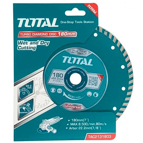 DISCO (7") DIAMANTADO TURBO (180X22MM) (TOTAL)