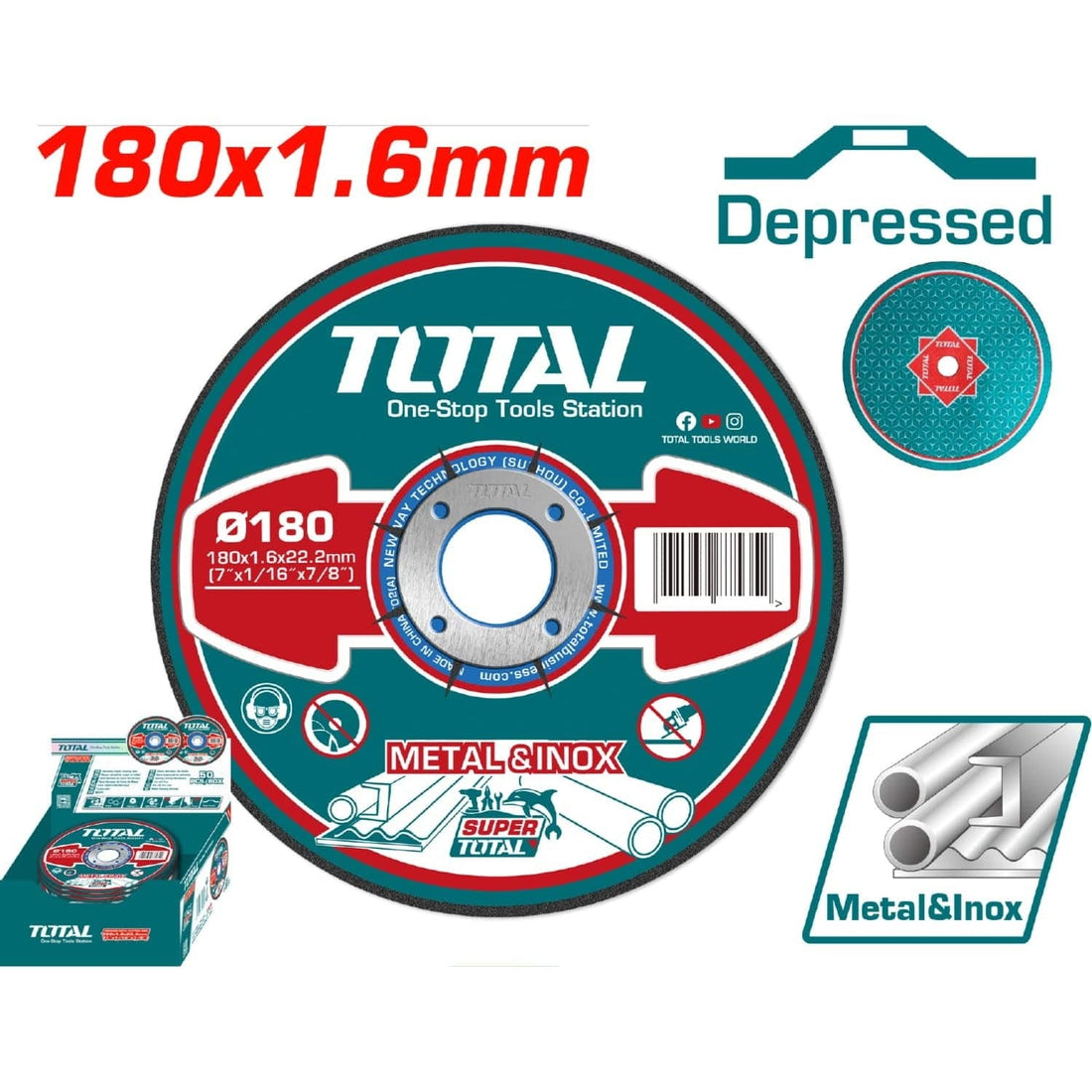 DISCO CORTE METAL/ACERO INOXIDABLE 7" SUPER TOTAL
