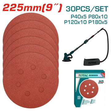 JUEGO DE HOJAS DE LIJA X 30 PIEZAS 9" PARA LIJADORA DE PARED SUPER TOTAL (TAC225030)