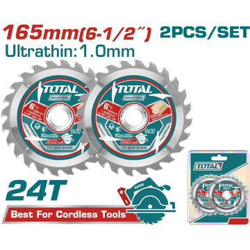DISCO CORTE MADERA 6 1/2" JUEGO X 2 UNIDADES INDUSTRIAL SUPER TOTAL