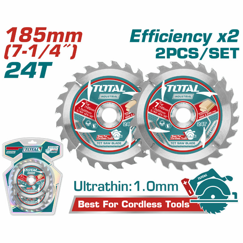 DISCO CORTE MADERA 7 1/4" JUEGO X 2 UNIDADES INDUSTRIAL  SUPER TOTAL (TAC2331853)