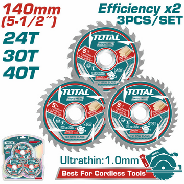 DISCO CORTE MADERA 5  1/2" JUEGO X 3 UNIDADES INDUSTRIAL  SUPER TOTAL (TAC236140)