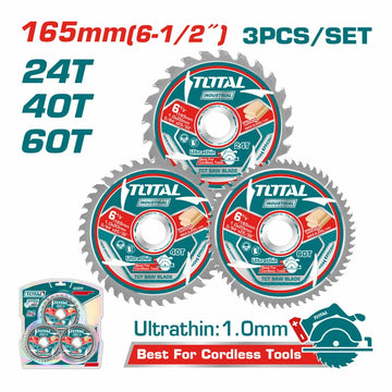 DISCO CORTE MADERA 6 1/2" JUEGO X 3 UNIDADES INDUSTRIAL  SUPER TOTAL