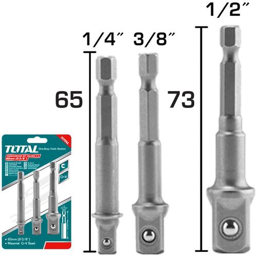 JUEGO DE ADAPTADORES PARA COPAS DE 1/4" (1/4"-3/8"-1/2") X 3PZS (TOTAL)