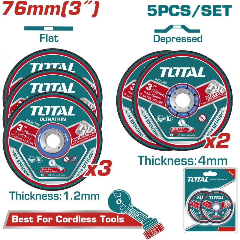 JUEGO DE DISCOS DE CORTE 3 " X 5 PZS SUPER TOTAL