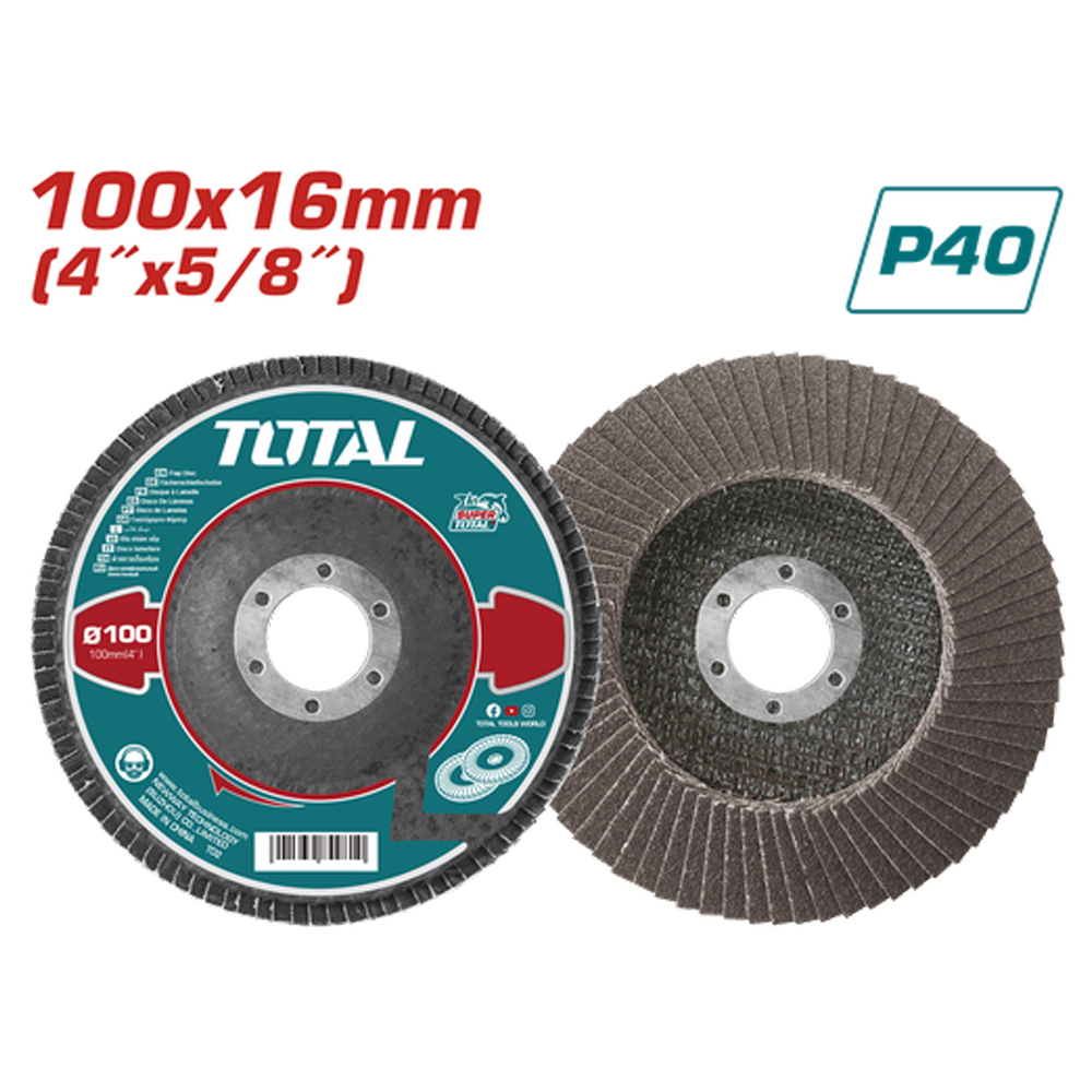 DISCO FLAP 4"  GRANO 40 (100X16MM) SUPER TOTAL (TAC6310040)
