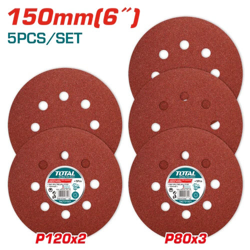 JUEGO HOJAS DE LIJA ORBITAL SURTIDAS 5PZS (3PZS P80, 2PZS P120) (TOTAL)