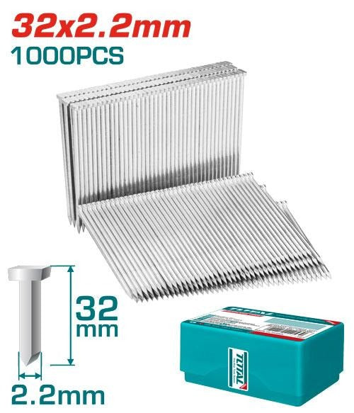CLAVO 32MM PARA CLAVADORA NEUMATICA 1000 PZS TOTAL
