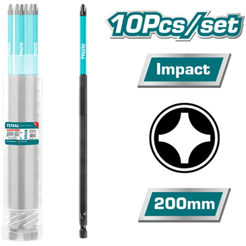 JUEGO DE PUNTA ESTRIA EXTRA LARGA DE IMPACTO X 10PZS  (TOTAL)