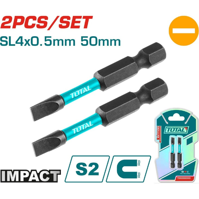PUNTAS TALADRO IMANTADA 4x0.5MM 50MM (-) (-) JUEGO X 2 PZS INDUSTRIAL SUPER TOTAL