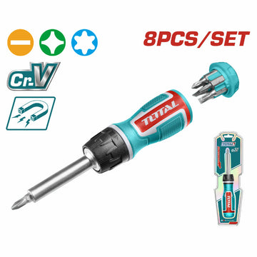 DESTORNILLADOR CON RATCHET CON PUNTAS INTERCAMBIABLES X 8PZS (TOTAL)