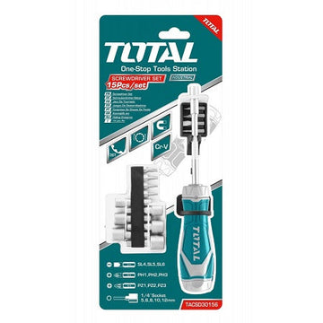 JUEGO DE PUNTAS CON DESTORNILLADOR RATCHET 15 EN 1 (TOTAL)