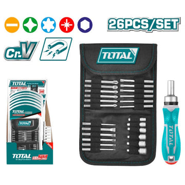 JUEGO DE PUNTAS CON DESTORNILLADOR RATCHET X 26PZS (TOTAL)