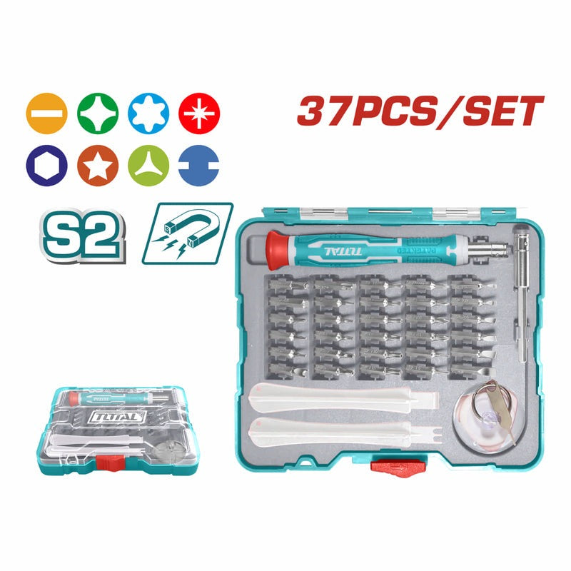 JUEGO DE DESTORNILLADORES PUNTAS INTERCAMBIABLES IMANTADAS X 37 PZS TOTAL