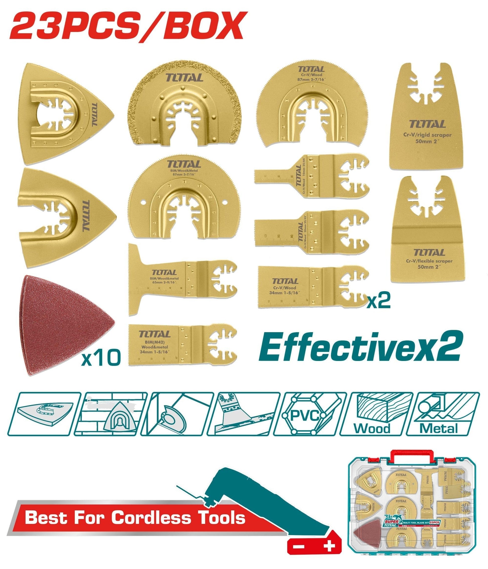 ACCESORIOS X 23 PIEZAS PARA MULTIHERRAMIENTA INDUSTRIAL SUPER TOTAL