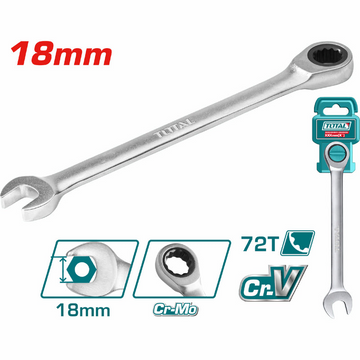 LLAVE MIXTA 18MM CON RACHE CR/V INDUSTRIAL SUPER TOTAL (TCSPAR181)