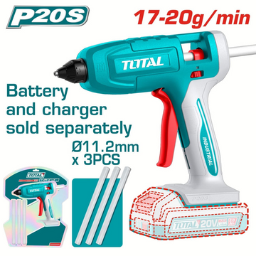PISTOLA SILICONA 20V INCLUYE 3 BARRAS BATERIA Y CARGADOR SE VENDEN POR SEPARADO  SUPER TOTAL (TGGLI2003)
