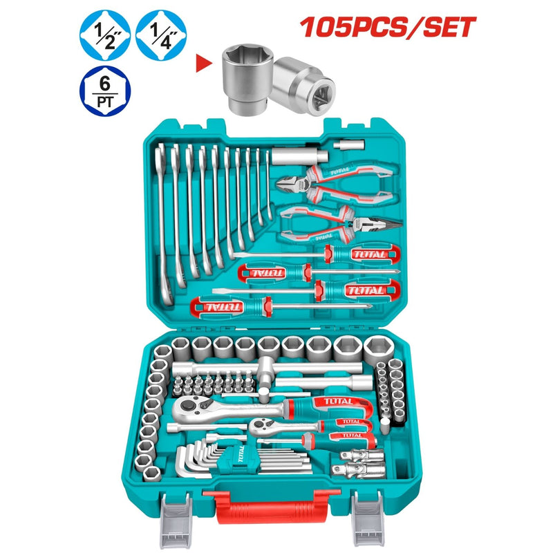 JUEGO DE HERRAMIENTAS 105 PZS INDUSTRIAL SUPER TOTAL ( THKTHP61057)