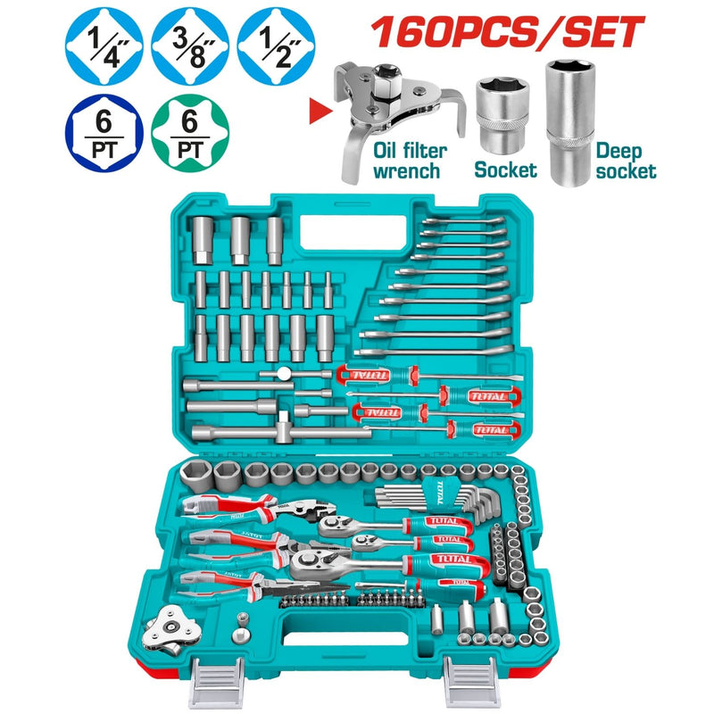 JUEGO DE HERRAMIENTAS X 160 PZS INDUSTRIAL TOTAL (THKTHP61607)