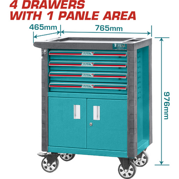 GABINETE DE 4 BANDEJAS CON RODACHIN (765*465*976MM) INDUSTRIAL SUPER TOTAL (THRC01041)