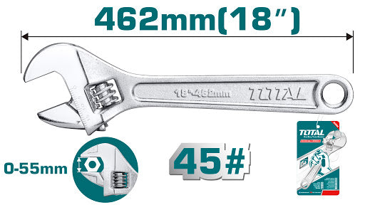 LLAVE AJUSTABLE (18") CROMADA (TOTAL)