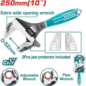 LLAVE AJUSTABLE 10" ENCAUCHETADA 2 EN 1 INDUSTRIAL SUPER TOTAL
