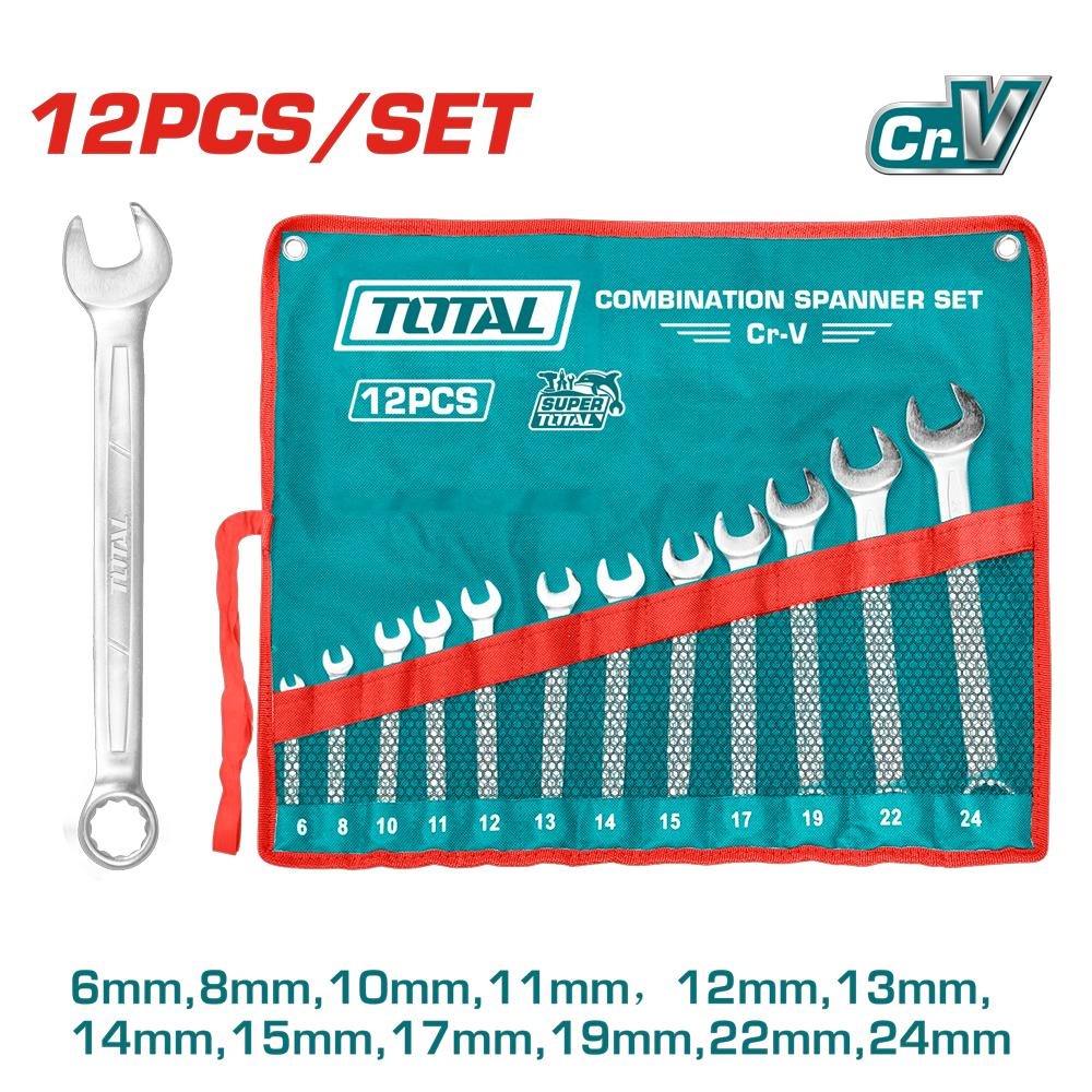 LLAVE MIXTA JUEGO X 12 PZS 6-24MM CRV INDUSTRIAL SUPER TOTAL