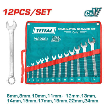 LLAVE MIXTA JUEGO X 12 PZS 6-24MM CRV INDUSTRIAL SUPER TOTAL