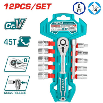 JUEGO DE COPAS CON RATCHET (1/4") X 12PZS (TOTAL)