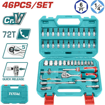 LLAVE COPA Y PUNTAS JGO 46 PCS CUADRANTE 1/4"