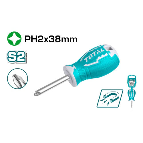 DESTORNILLADOR ESTRIA (2X38MM) PUÑO - PUNTA INMANTADA INDUSTRIAL TOTAL (TOTAL)
