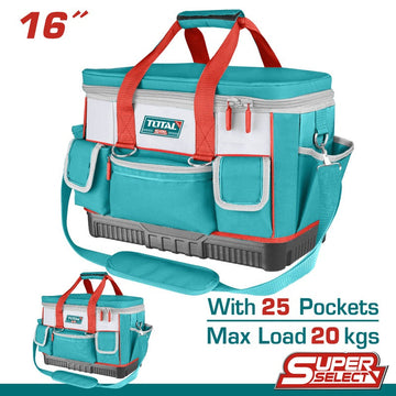 BOLSO DE HERRAMIENTAS 16 REFORZADO CAPACIDAD MAXIMA 20KG INDUSTRIAL SUPER TOTAL