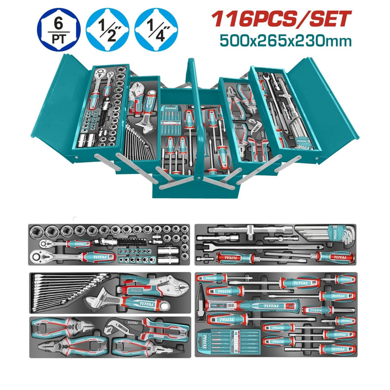CAJA DE HERRAMIENTAS INCLUYE 116  PZS INDUSTRIAL METALICA TOTAL (THTCS351167)