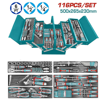 CAJA DE HERRAMIENTAS INCLUYE 116  PZS INDUSTRIAL METALICA TOTAL (THTCS351167)