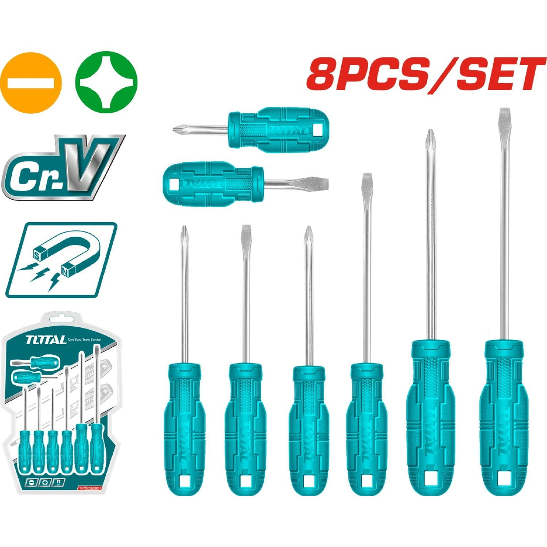 DESTORNILLADOR CROMO VANADIUM JUEGO X 8 PZS TOTAL
