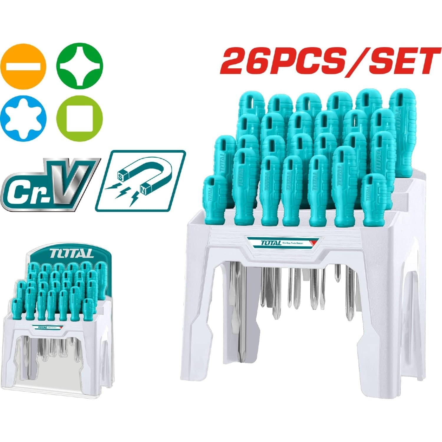 DESTORNILLADOR CROMO VANADIUM JUEGO X 26 PZS TOTAL