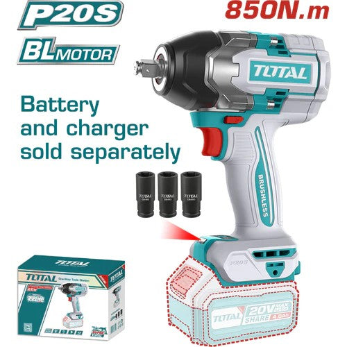 LLAVE DE IMPACTO 20V (1/2") 850 NM / (NO INCLUYE BATERÍA NI CARGADOR) (TOTAL)