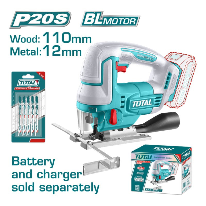 SIERRA CALADORA 20V + 5 CUCHILLA DE SIERRA (BATERIA Y CARGADOR NO INCLUIDO) INDUSTRIAL SUPER TOTAL