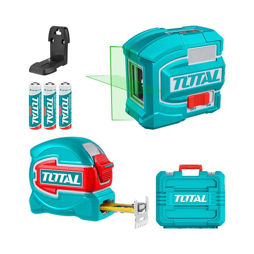 NIVEL LASER 0-35M LUZ VERDE + METRO 5MTS INDUSTRIAL SUPER TOTAL (TLL680081)