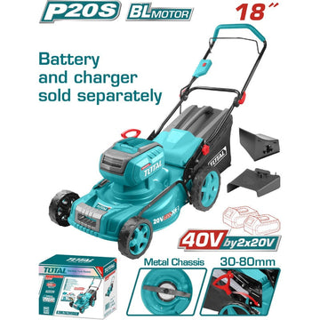 CORTADORA DE CESPED 18" 40V, BATERIA Y CARGADOR NO INCLUIDOS INDUSTRIAL SUPER TOTAL (TLMLI20185)