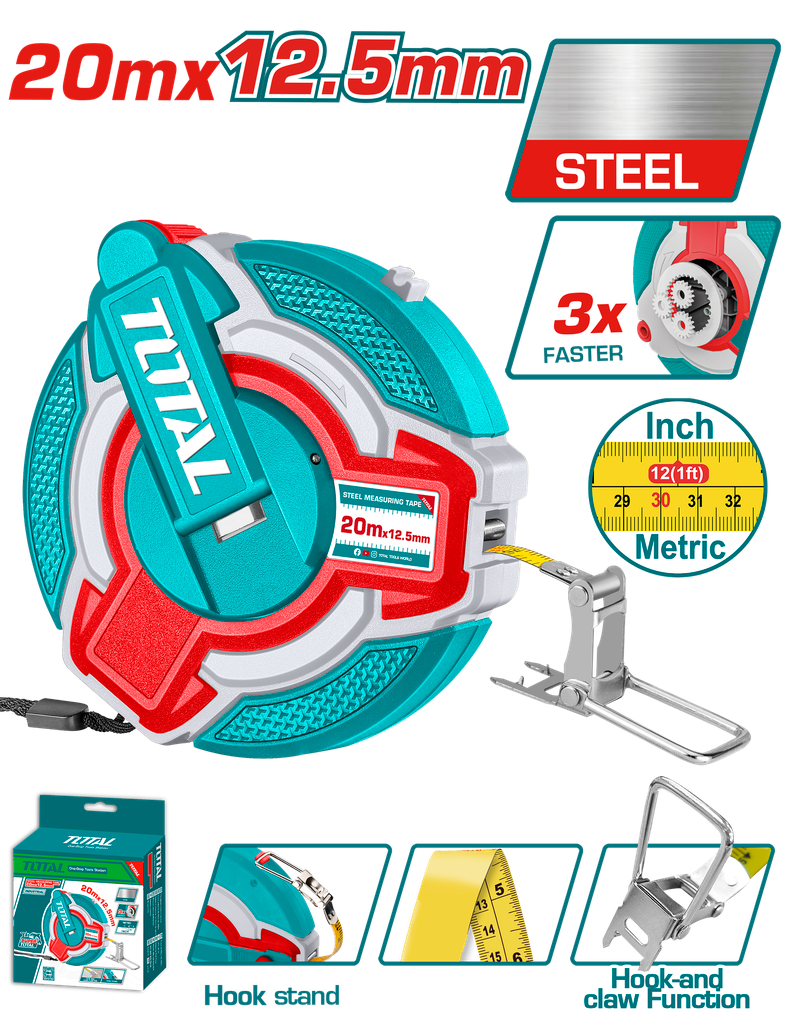 DECAMETRO 20MTS INDUSTRIAL FIBRA DE VIDRIO SUPER TOTAL