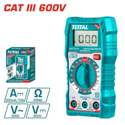 MULTIMETRO DIGITAL 2000 DIGITOS CATIII 600V (TOTAL)