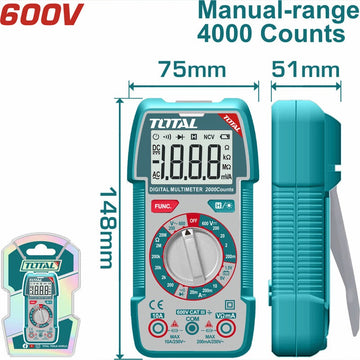 MUTÍMETRO DIGITAL 600V 4000 CONTEOS RMS INDUSTRIAL TOTAL