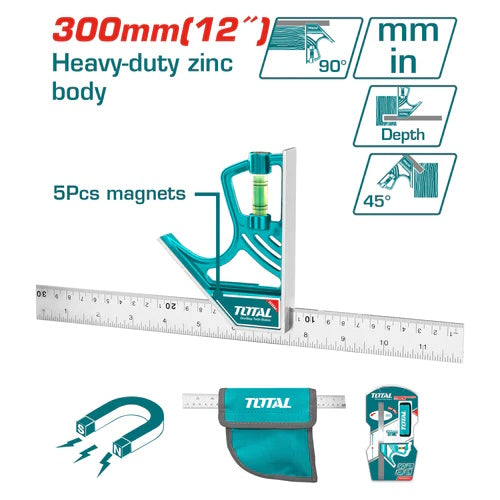 ESCUADRA MAGNETICA COMBINADA CON NIVEL DE BURBUJA (TOTAL)