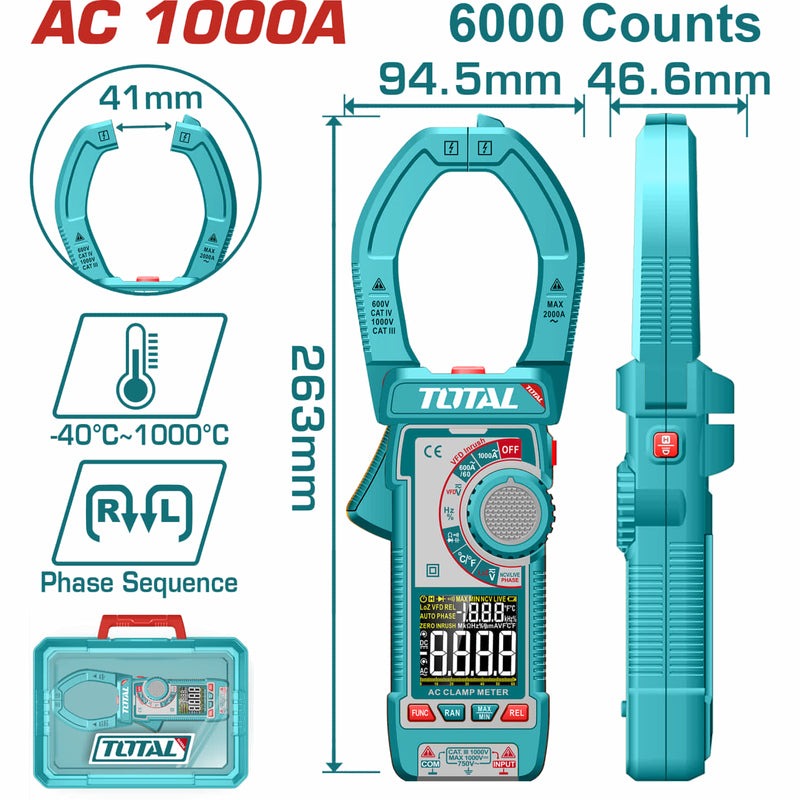 PINZA VOLTIAMPERIMETRICA 1000V DIGITAL INDUSTRIAL SUPERTOTAL