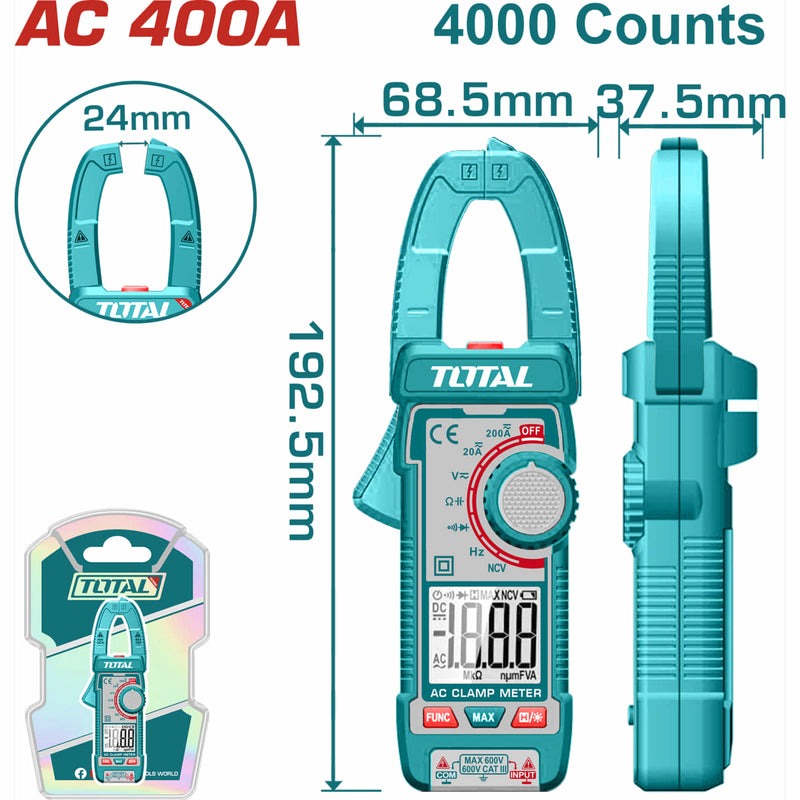 PINZA VOLTIAMPERIMETRICA 400V DIGITAL INDUSTRIAL SUPER TOTAL